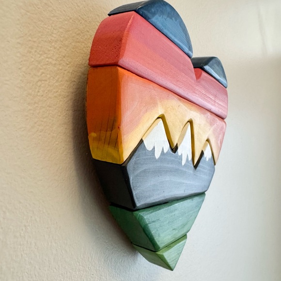 Colorful Heart Wood Wall Art - Picture 2 of 4